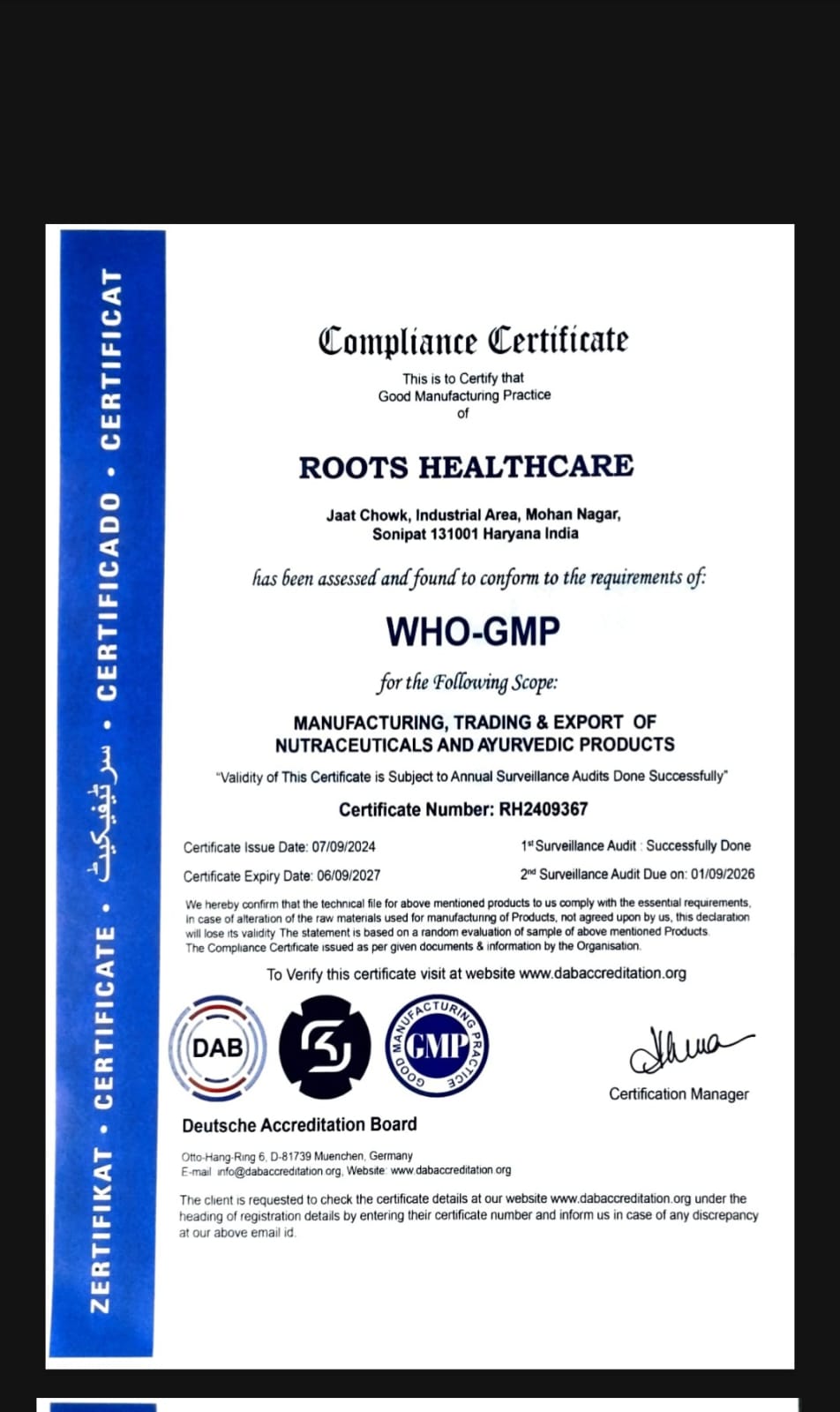 Compliance Certification